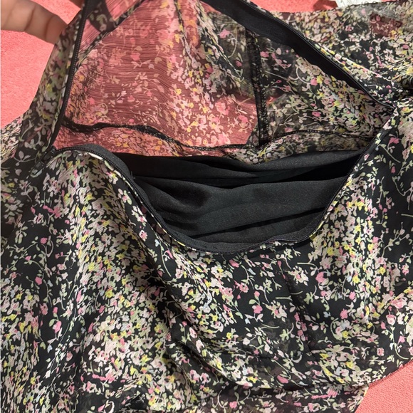 H&M Black Floral Long Sleeve Midi Dress with Pink Accents - Picture 10 of 12